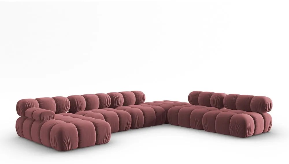 Różowa aksamitna sofa 379 cm Bellis – Micadoni Home