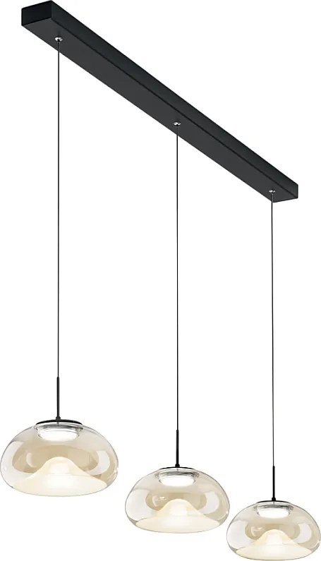 Brena - Lampa wisząca Fabas Luce z 3 światłami - 30 W, ściemnialna dioda LED - Cognac Linear Design