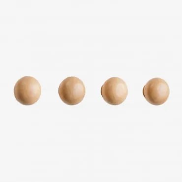 Zestaw 4 Drewnianych Wieszaków Ściennych Crel Drewno Mango - Sklum