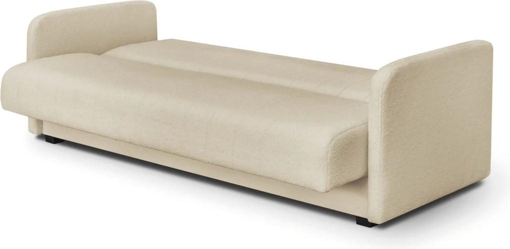 Sofa z Funkcją Spania PORTO Wersalka Dwuosobowa Rozkładana Jasnobeżowa Boucle Nowoczesna do Salonu