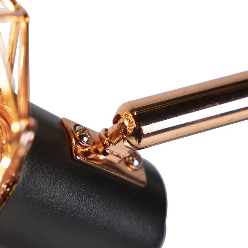 Lampa stojąca czarna z miedzią 3-światłowa - Mesh