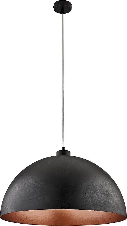 Lampa wisząca Marcus Ø50 cm z czarnego lakierowanego żelaza, czarna dekoracja zewnętrzna i antyczna miedź wewnątrz, regulowany kabel, 1 światło