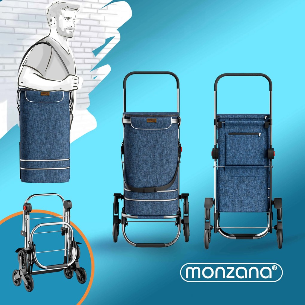 Torba na zakupy na kółkach do schodów COMFORT, 50l, niebieska Monzana