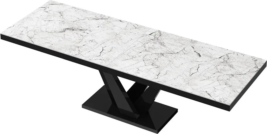 Nowoczesny stół do jadalni w połysku Vegas Hubertus marmur/czarny