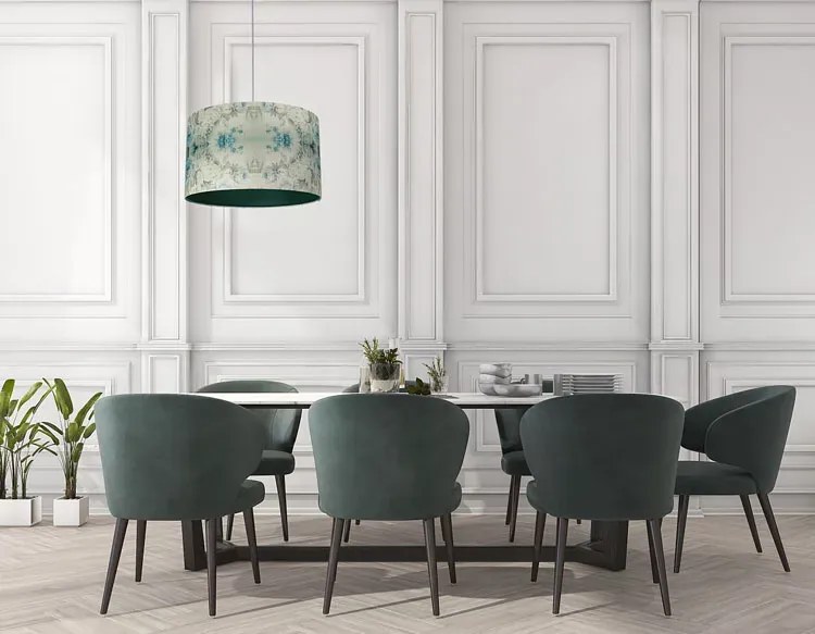 Zielona lampa wisząca z kloszem w kwiaty - S371-Terva