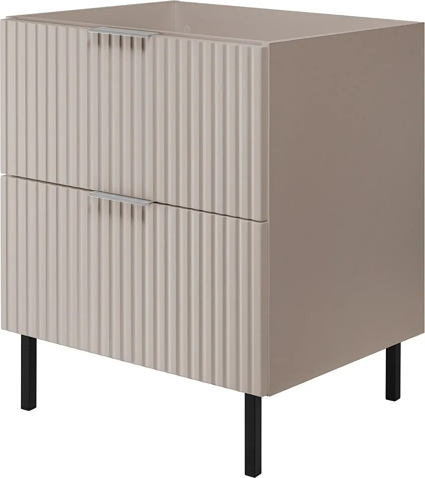 Szafka pod umywalkę, Kaszmir, 60 x 77 x 46 cm, uchwyt srebrny, nogi czarne, bez blatu