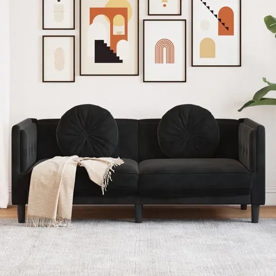 Czarna sofa 2-osobowa z poduszkami - FINO 4X