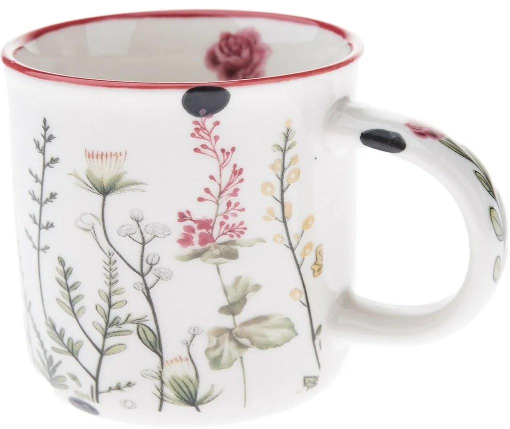 Zestaw 6 kubków porcelanowych Letnia łąka 230 ml, czerwony