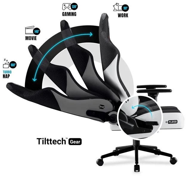 Materiałowy Fotel Diablo X-Player 2.0 Small: Biało-czarny