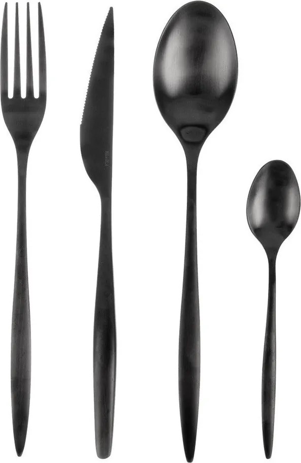 Czarne sztućce ze stali nierdzewnej 24 szt. – Orion