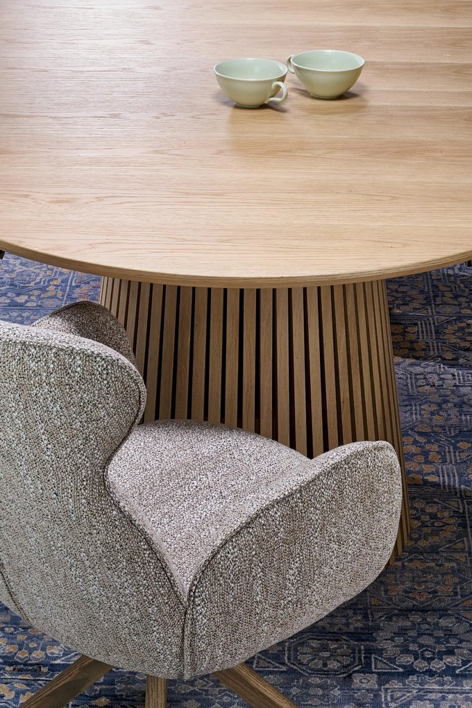 Stół Okrągły do jadalni rozkładany MDF kolor naturalny 120-210/120/77 cm FARGO