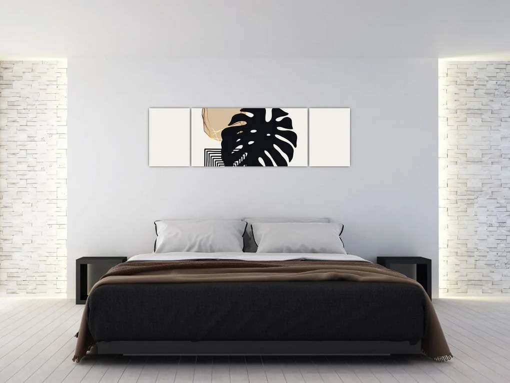 Obraz - Abstrakcja z tropikalnymi liśćmi N⁰2 (170x50 cm)