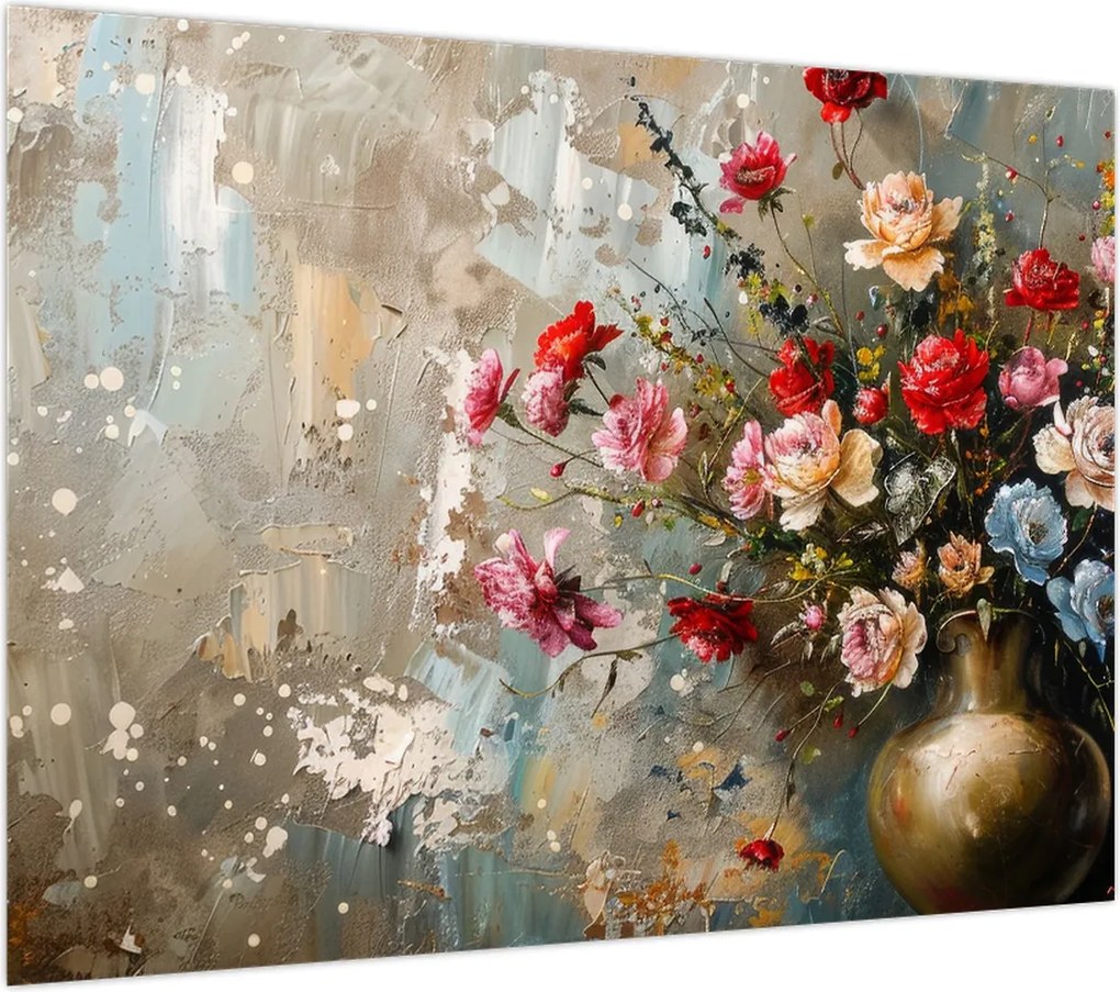 Obraz na szkle - Wazon z kwiatami (70x50 cm)