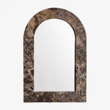 Lustro Ścienne Z Naturalnego Kamienia Alune Brązowy Marmur Emperador & 60 X 90 Cm - Sklum