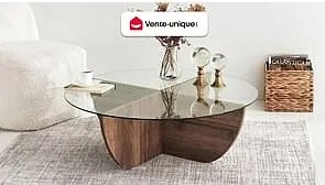 Stolik kawowy ze szkła hartowanego - Naturalny i Przezroczysty - AYSUN