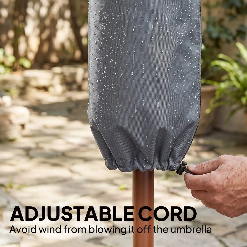 Outsunny Pokrowiec na Parasol Ogrodowy Szary z Poliestru Oxford Odporny na Warunki Atmosferyczne z Zamkiem Błyskawicznym | Aosom PL
