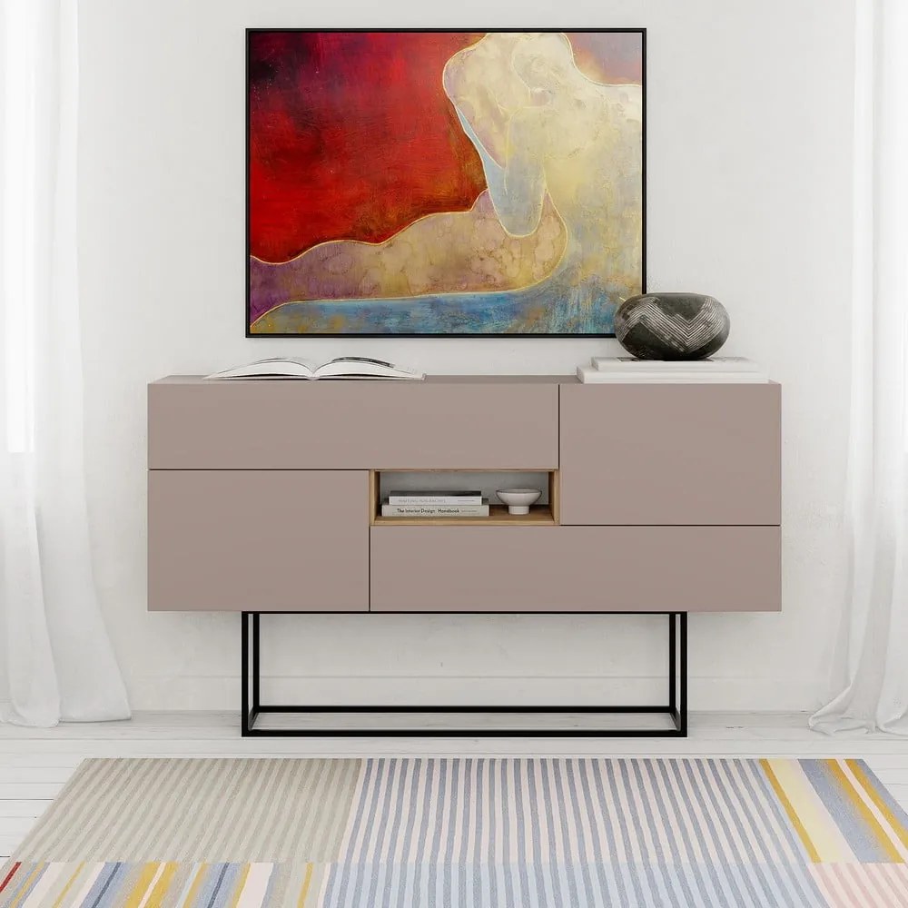 Szarobeżowa niska komoda 145x82 cm Titan – Marckeric