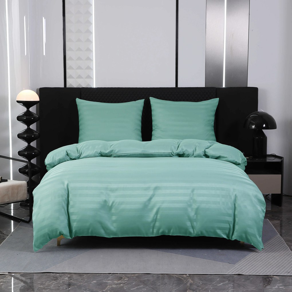 PrzytulneMieszkanie.pl PrzytulneMieszkanie.pl Hotelowa pościel z mikrofibry JASMINE miętowa - pasek 2 cm Rozmiar pościeli: 2 szt 70 x 90 cm | 200 x 220 cm