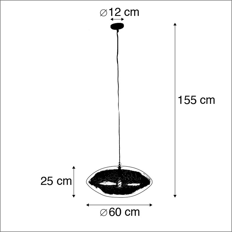 Orientalna lampa wisząca czarna ze złotem 60 cm - RadianceKolonialny Oswietlenie wewnetrzne