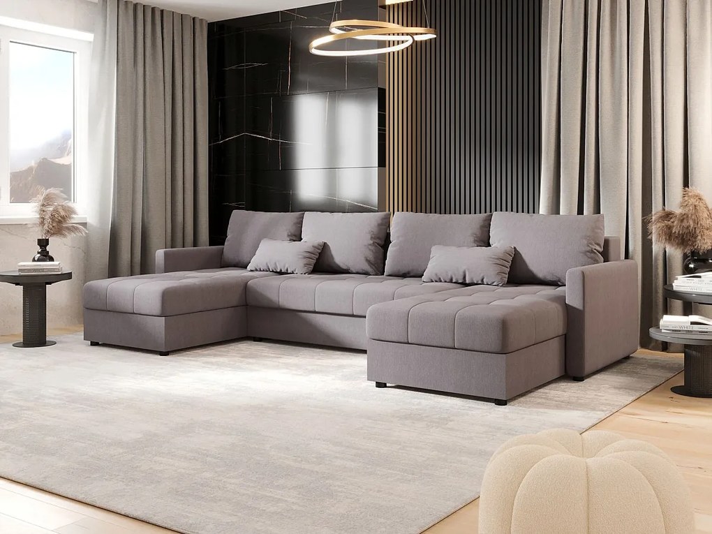 BEDANTE narożnik MOS U BIS Cosmic 160 szary z funkcją spania sofa w kształcie litery U z pojemnikiem na pościel