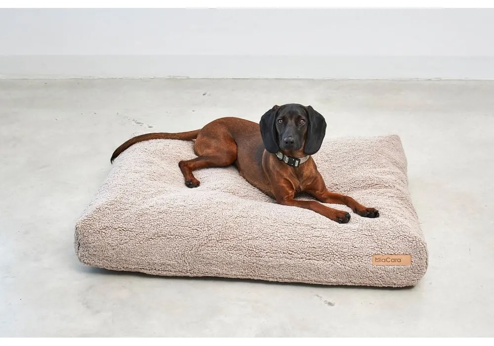 Beżowy materac dla psów z materiału bouclé 120x90 cm Senso Greige L – MiaCara
