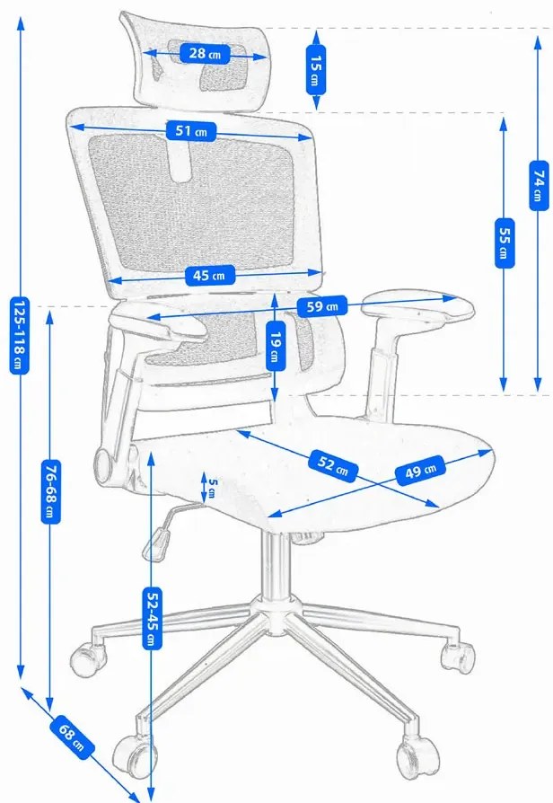 Czarny ergonomiczny fotel biurowy z zagłówkiem - Gesion