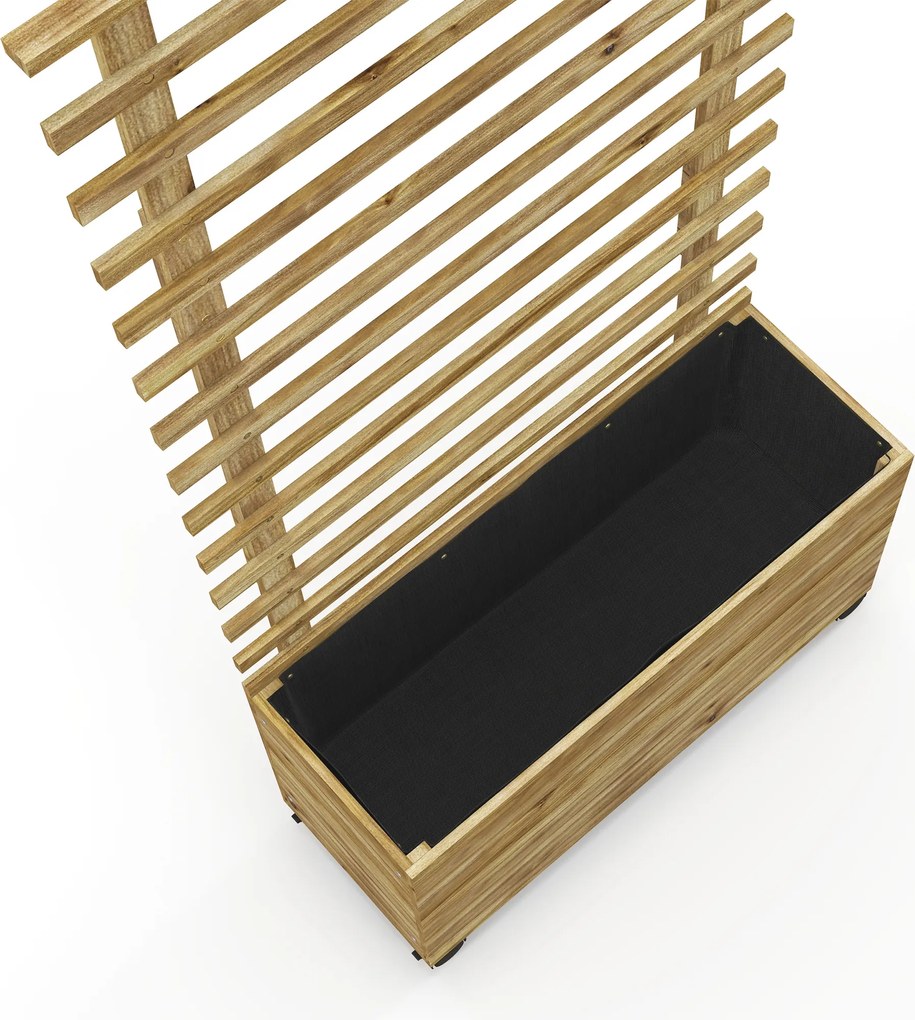 Outsunny Kwietnik z pergolą, 4 koła, drewno naturalne, lakier odporny na warunki atmosferyczne, 76 x 30 x 155 cm