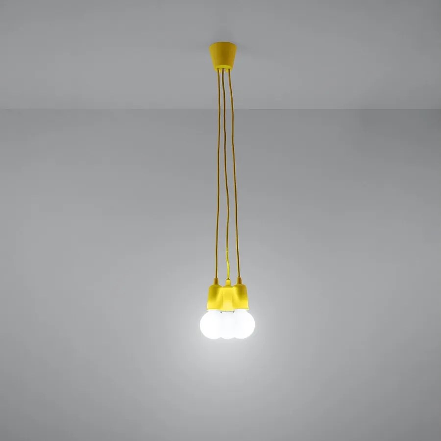 Lampy wiszące nowoczesny Astis, PVC - 3 źródło światła 3000K - L.15 x H.90 cm - żółty