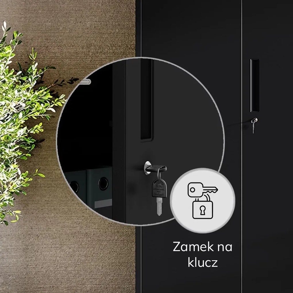 Szafa metalowa wielofunkcyjna Megan z 2 szufladami, czarna