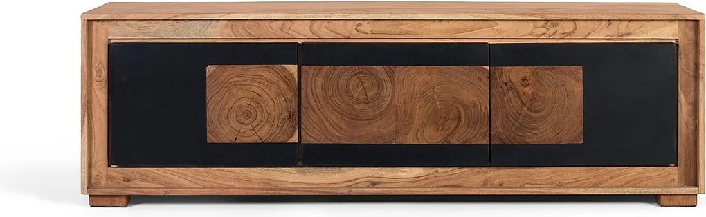 3-portowa szafka pod telewizor z drewna manguier