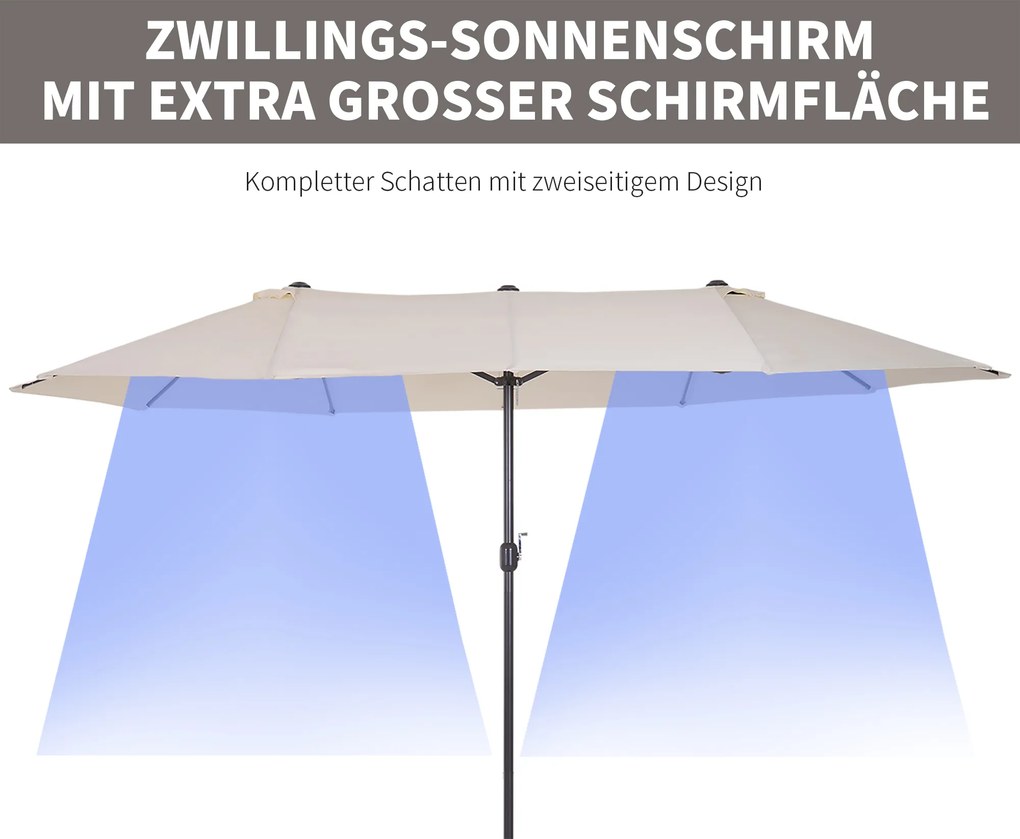 Outsunny parasol ogrodowy podwójny parasol targowy 460x270cm | parasol dwugłowy duży | parasol dwugłowy średni | parasol dwugłowy mały | Aosom PL