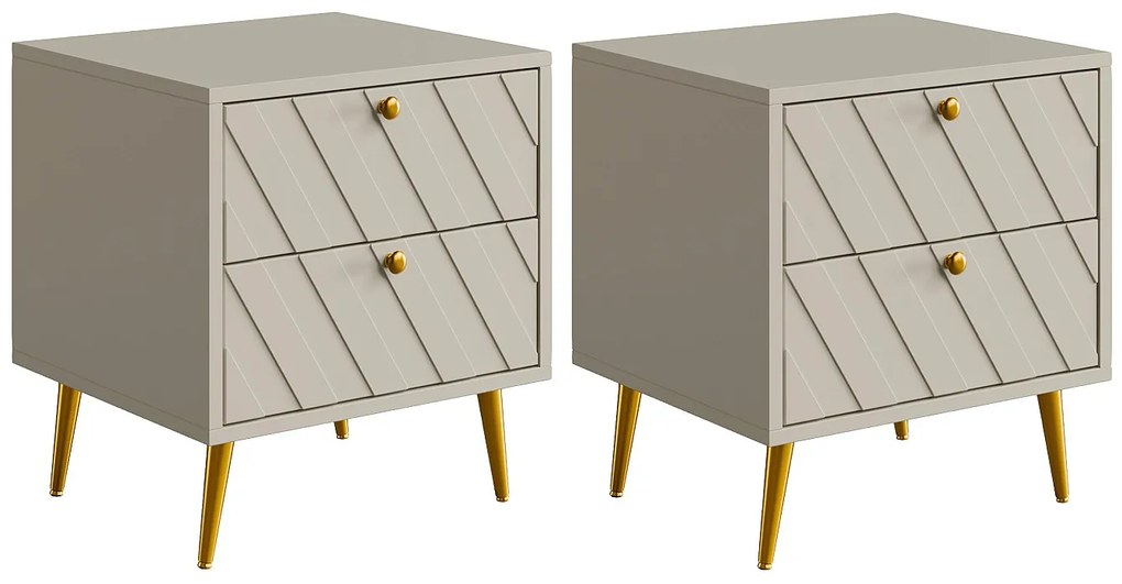 Zestaw 2 szafek nocnych - 2 szuflady - Beżowy - TEODA marki Pascal Morabito