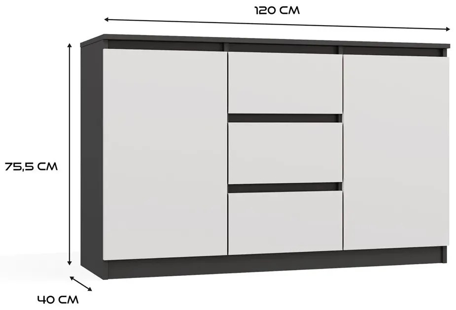 Stylowa komoda z szufladami antracyt + biały L8-R88