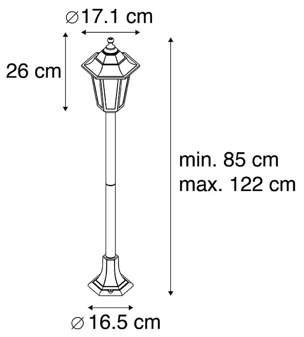 Zewnetrzna Inteligentna latarnia czarna 122 cm w tym Wifi ST64 - New Haven klasyczny/Antyczny Oswietlenie zewnetrzne