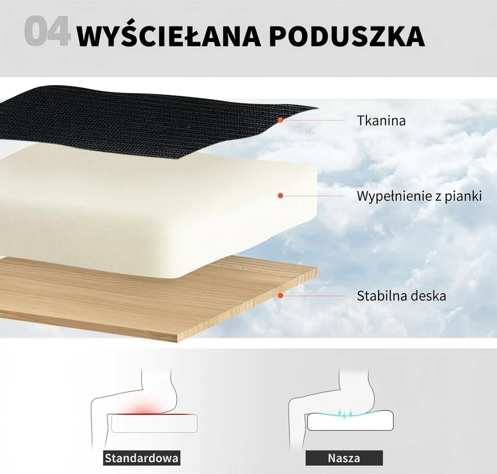 HOMCOM Krzesło do rysowania z podparciem lędźwiowym, regulacją wysokości, obrotowe, do home office, studia, projektów artystycznych, czarne