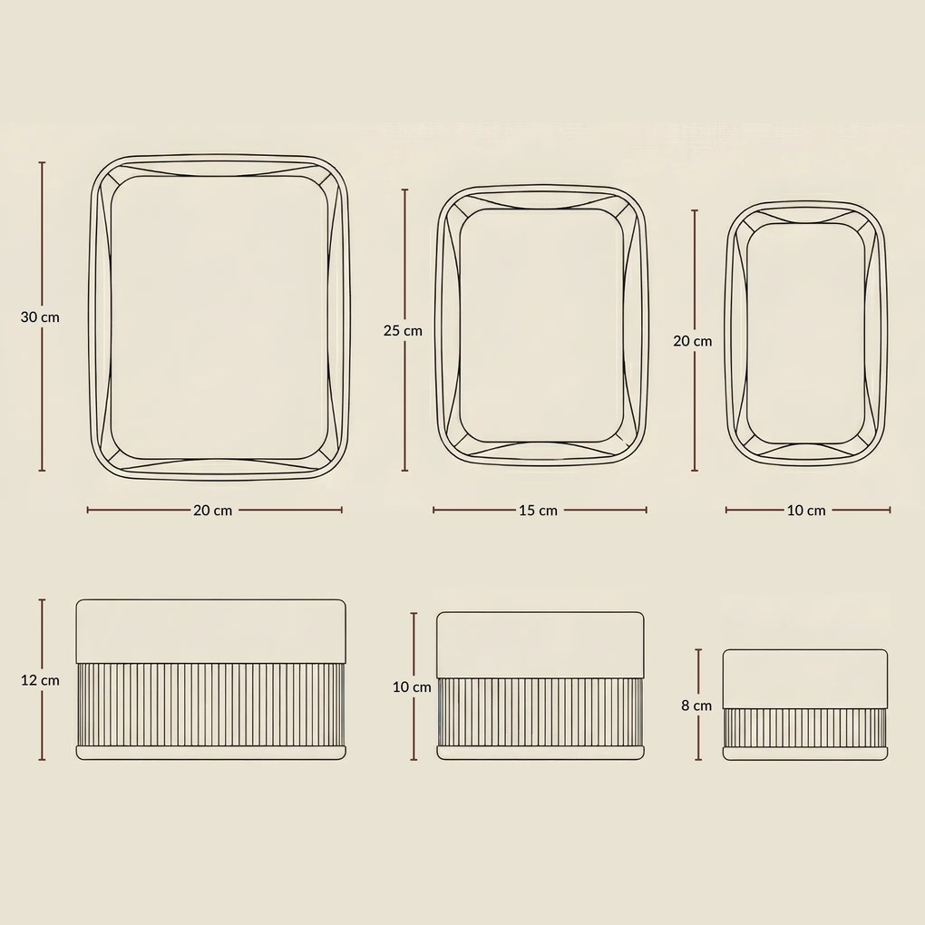 Zestaw bambusowych koszyków do przechowywania VINNO