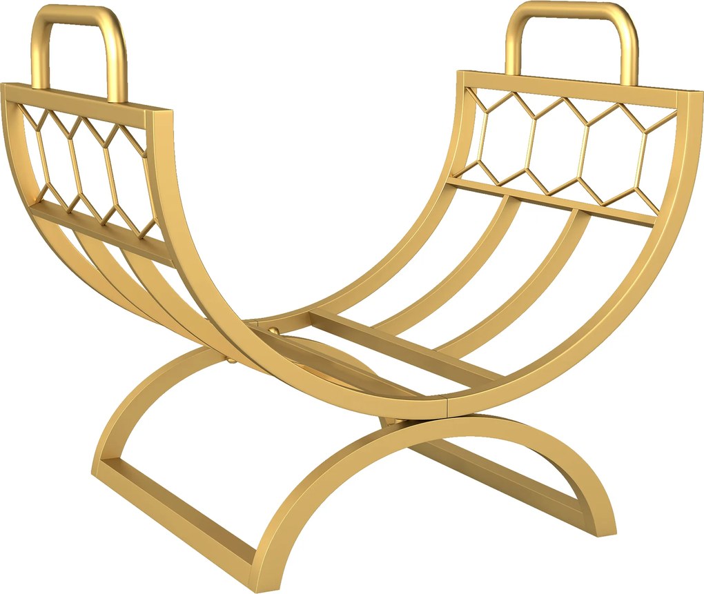 Outsunny Stojak na drewno kominkowe 46×36×41 cm — złoty, do wnętrz