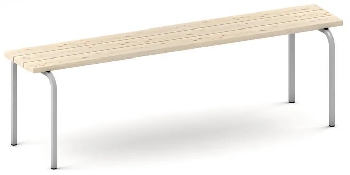 Ławka ubraniowa drewniana, konstrukcja szara, 1500 mm