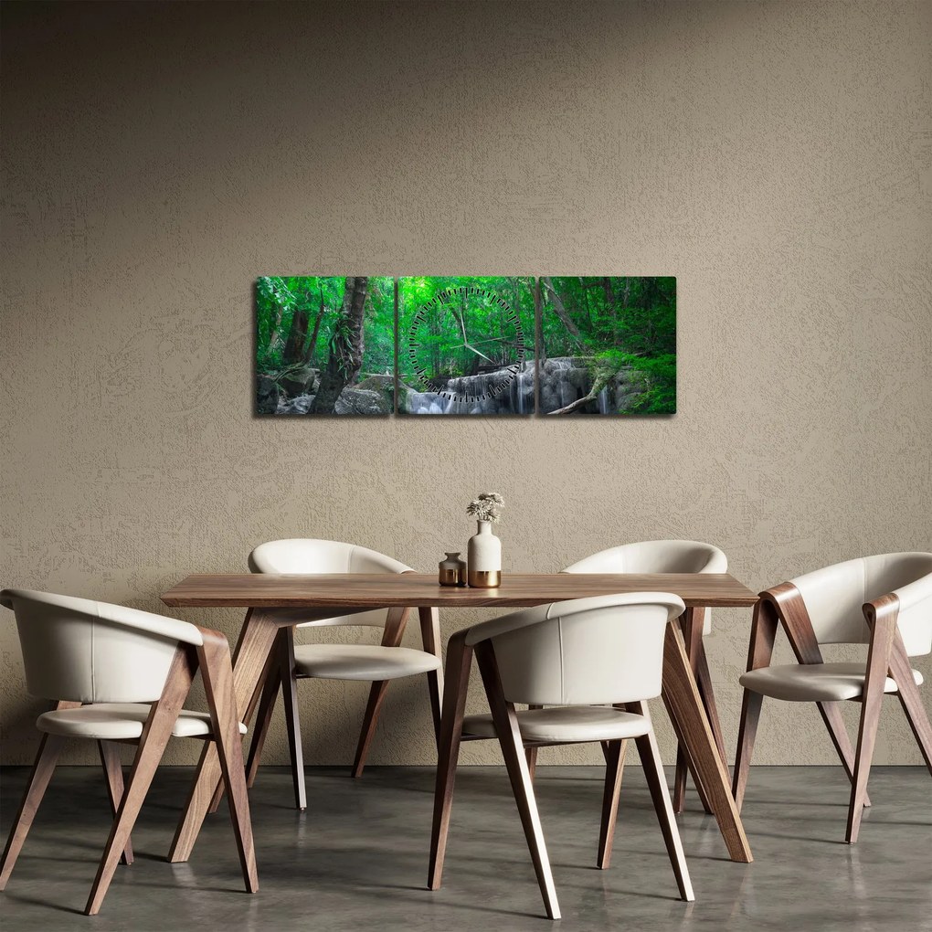Obraz - Wodospad Erawan, Kanchanaburi, Tajlandia (z zegarem) (90x30 cm)
