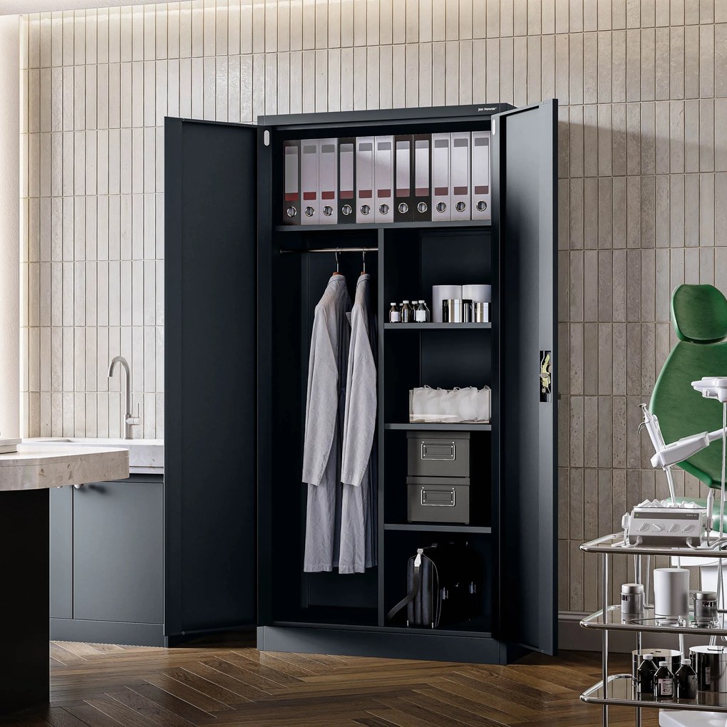 Szafa gospodarcza metalowa DAWID, 900 x 1850 x 450 mm, antracytowa