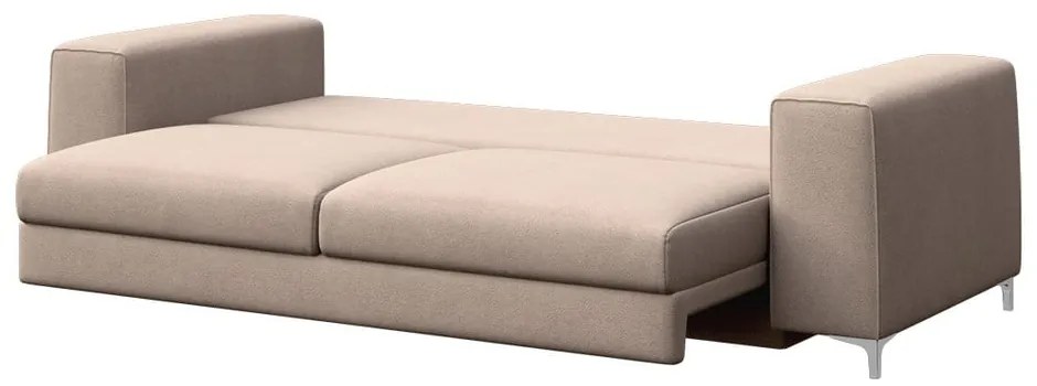 Beżowa aksamitna rozkładana sofa 256 cm Rene – Rodier