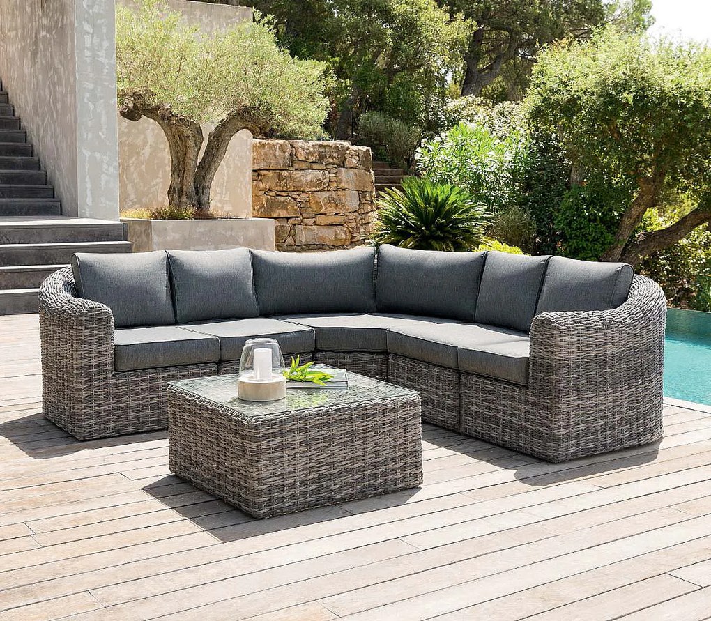 Narożnik modułowy rattanowy BORNEO LUXURY (szary)