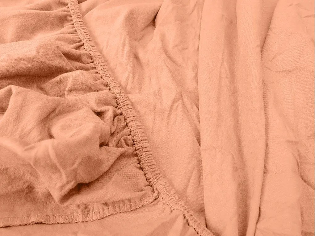 PrzytulneMieszkanie.pl Jersey prześcieradło dziecięce morelowe 70x140