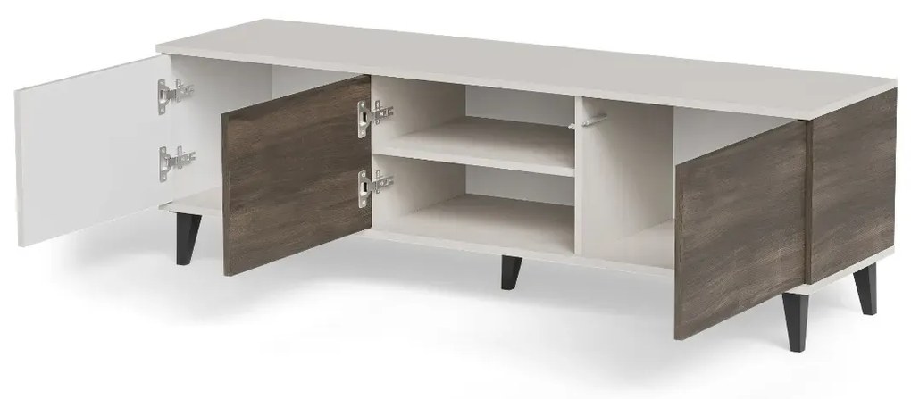 Szafka RTV RANDOM 2 150cm orzech/kaszmirowa HALMAR