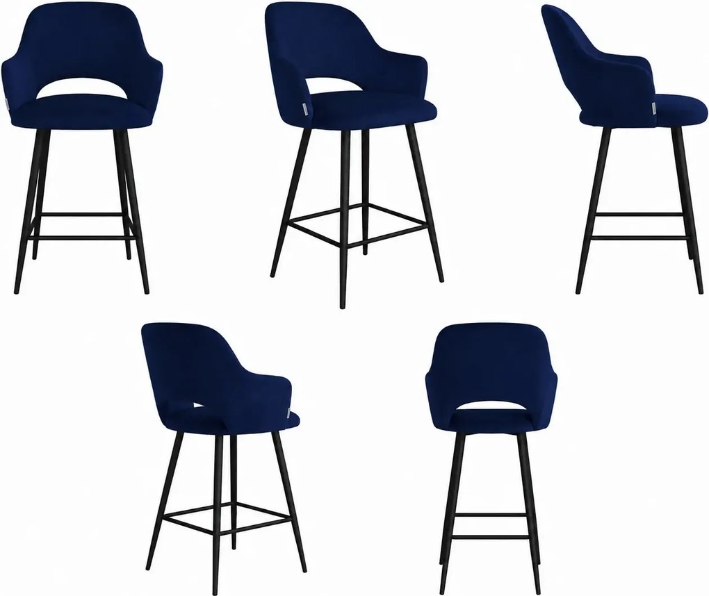 Hoker Milano krzesło barowe tkanina Welur podstawa metalowa : Kolor nogi - Czarna stożek, Kolor tkaniny - VELVET - MG16, Typ siedziska - Siedzisko obrotowe 360°