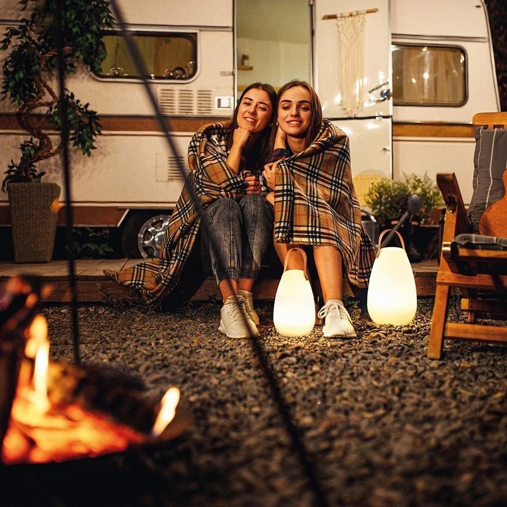 Biało-brązowa lampa stołowa LED (wysokość 26 cm) Ruby – Fischer &amp; Honsel