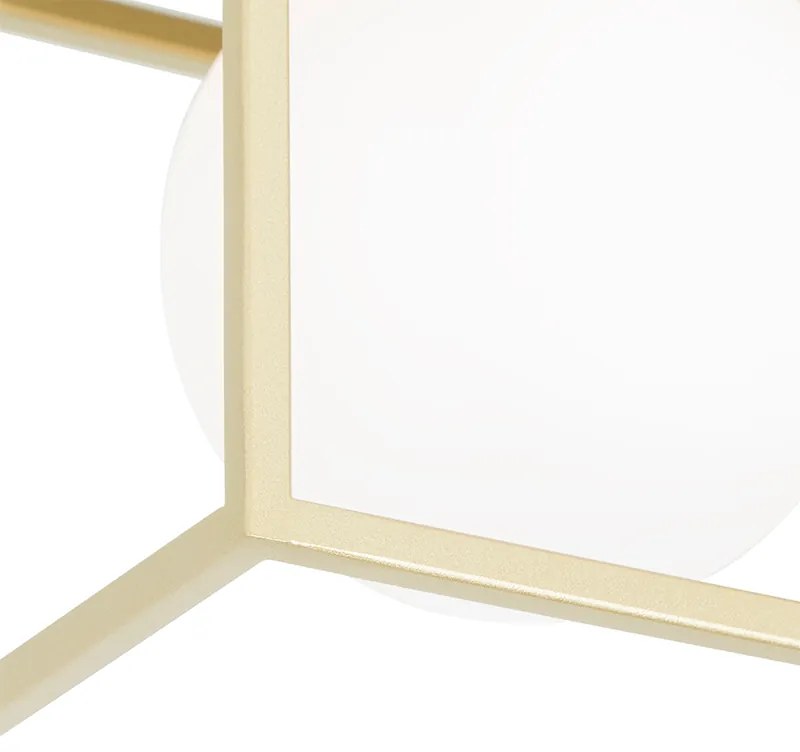 Designerska lampa sufitowa złota z białym szkłem 2-światła - AniekDesignerski Oswietlenie wewnetrzne