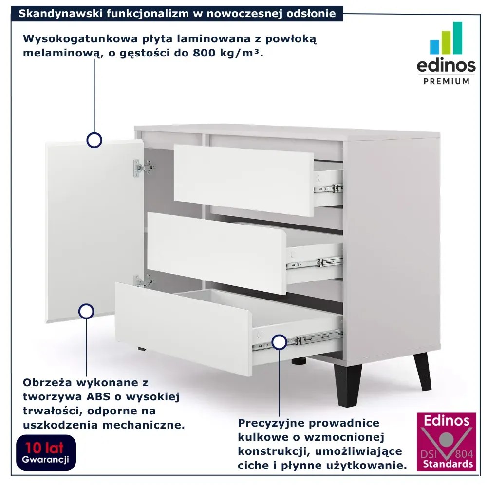Komoda w stylu skandynawskim kaszmir + biały T1-F83