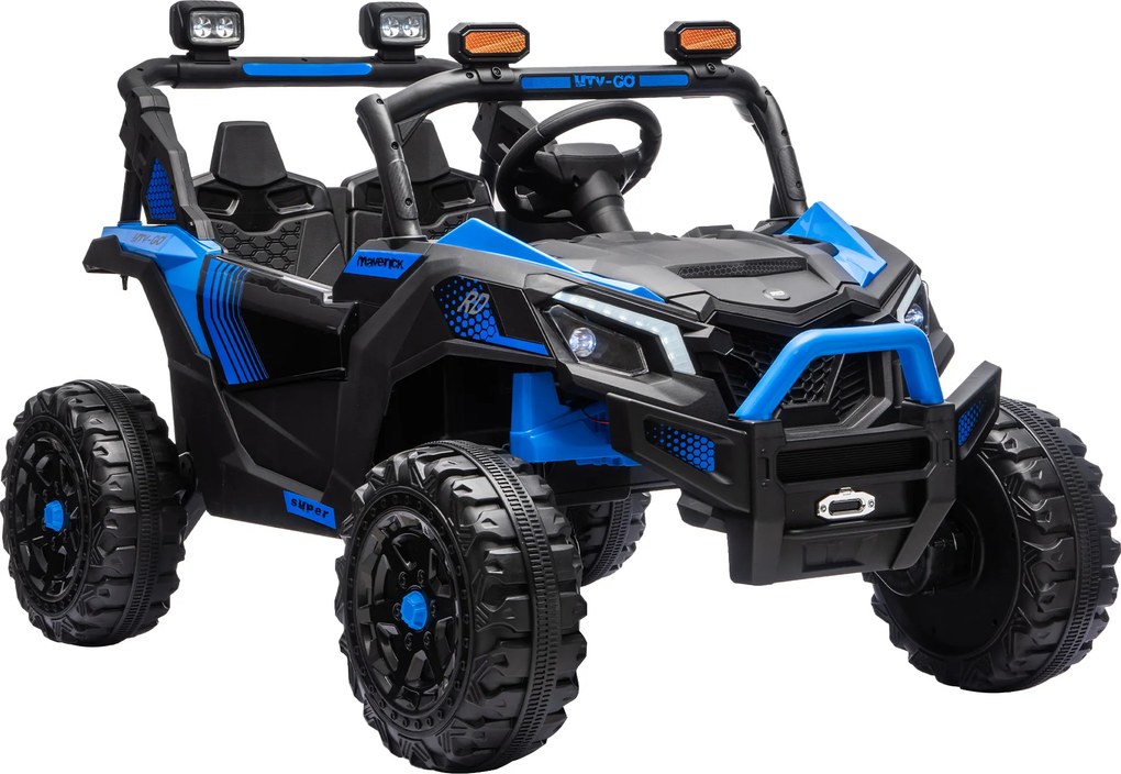 AIYAPLAY Elektryczne auto dla dzieci 24V 2-osobowe UTV z baterią litową, pilot 2,4 GHz, 2 x 120W silniki, softstart | Aosom PL