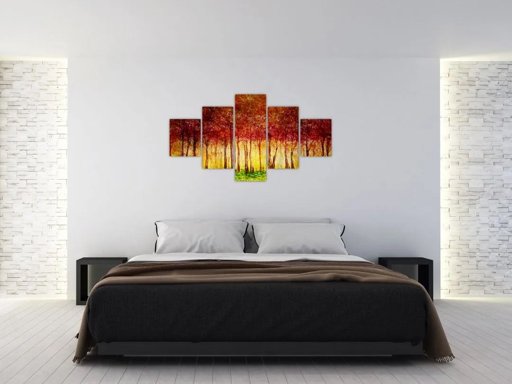 Obraz - Malowanie lasu liściastego (125x70 cm)